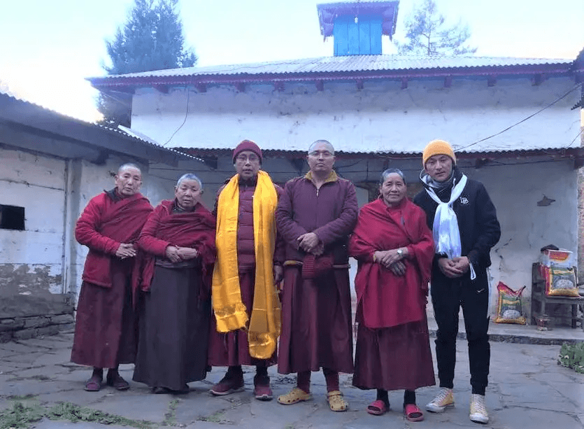 Eight old nuns receive food and help to repair their damaged nunnery in the mountains
